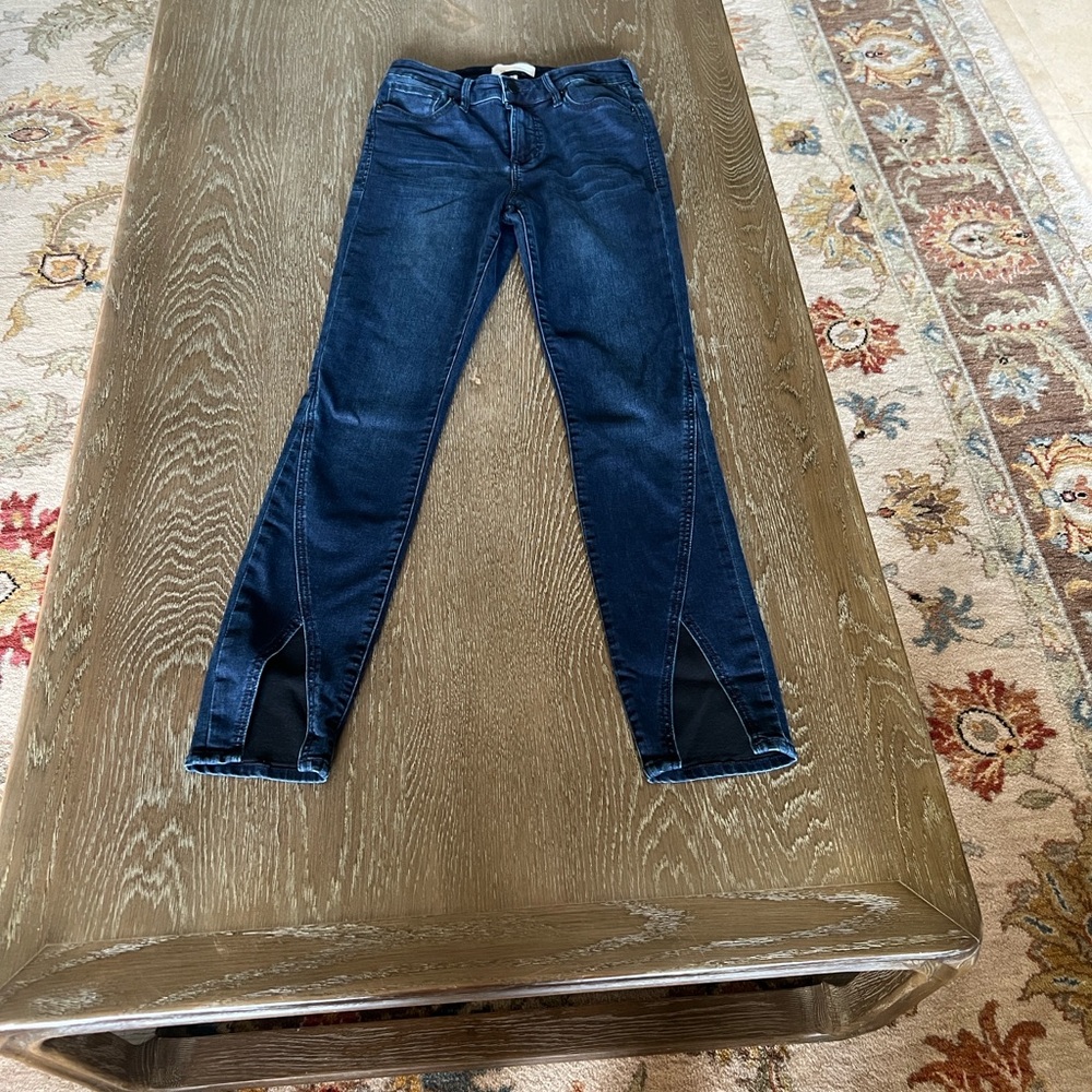 Dear John Navy Skinny Jeans with Black Panels